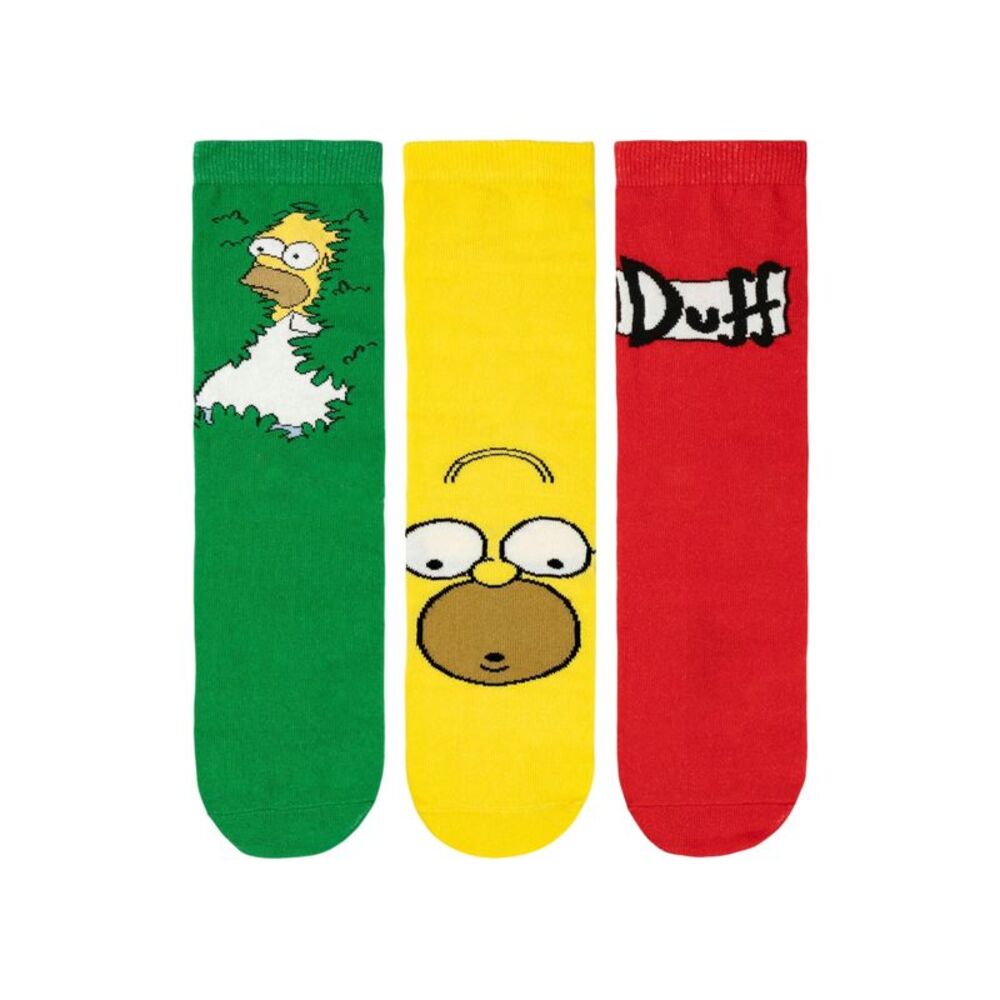 The Simpsons Mens Homer Simpson Calf-Length Socks (Pack of 3) / Multicolored